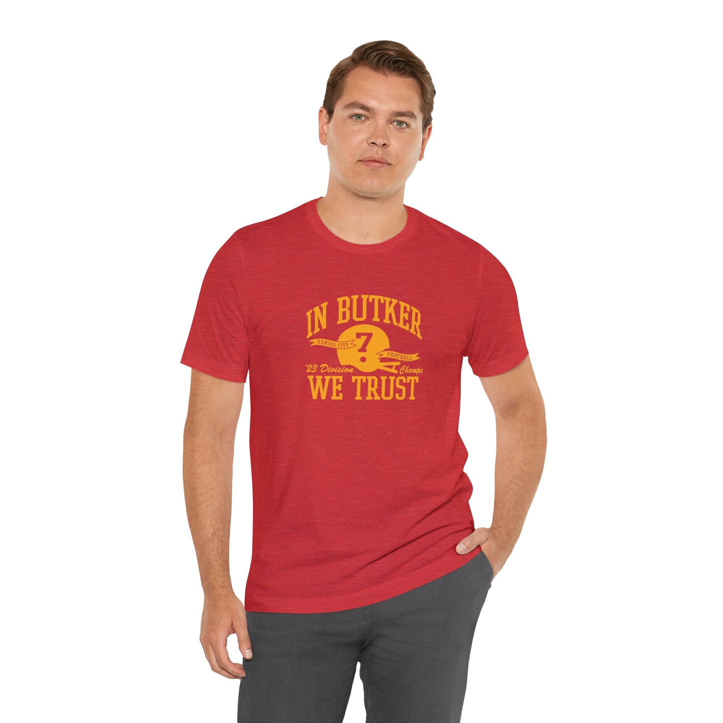 In Butker We Trust KC Unisex Jersey Short Sleeve Tee T-Shirt