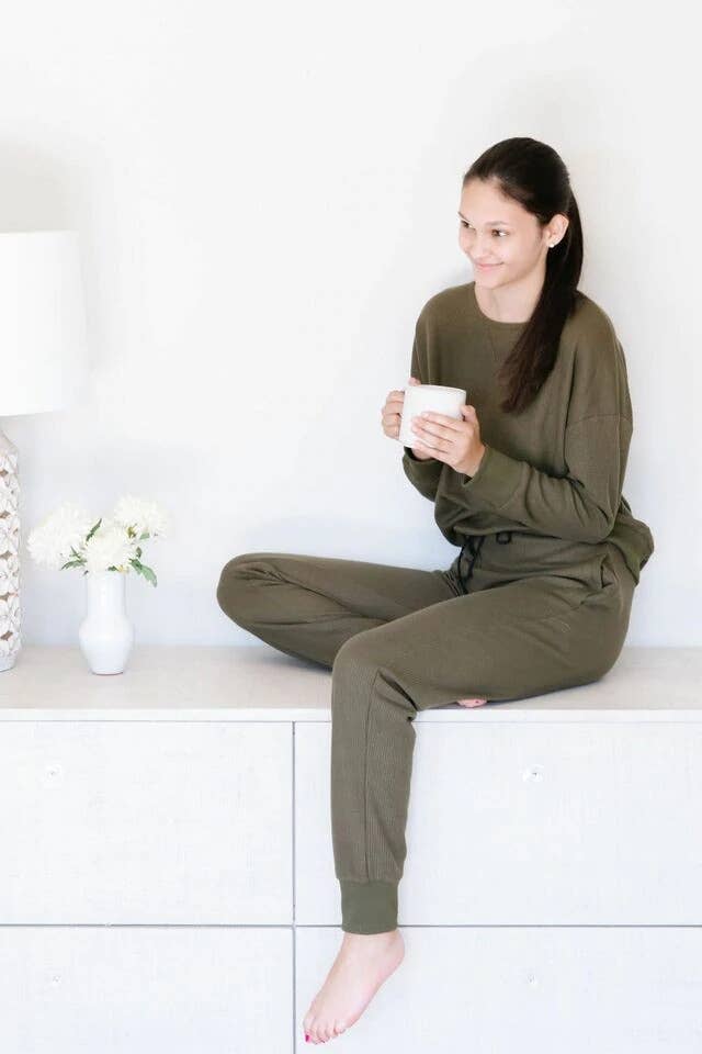 Waye Waffle Set in Military Green