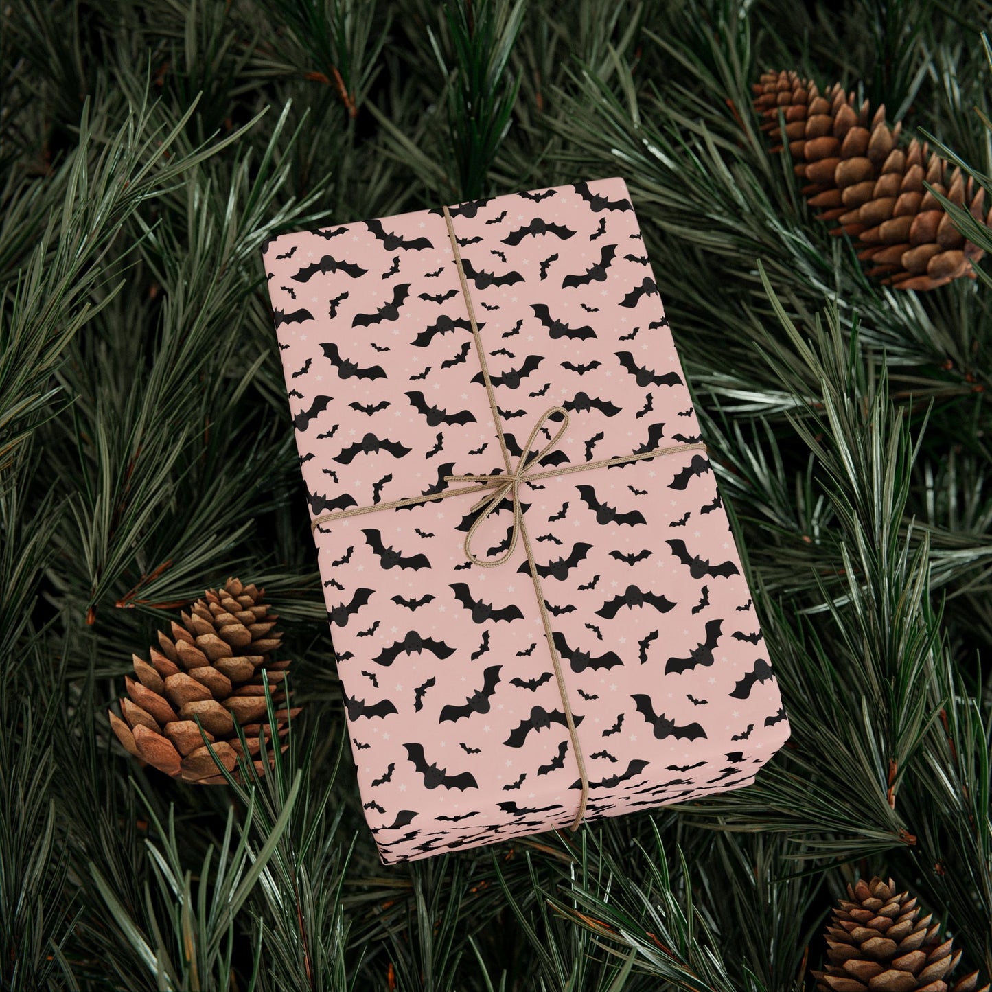 Wrapping Paper - Cute Bat with Pastel Pink Background - Halloween Spooky Gift Wrap