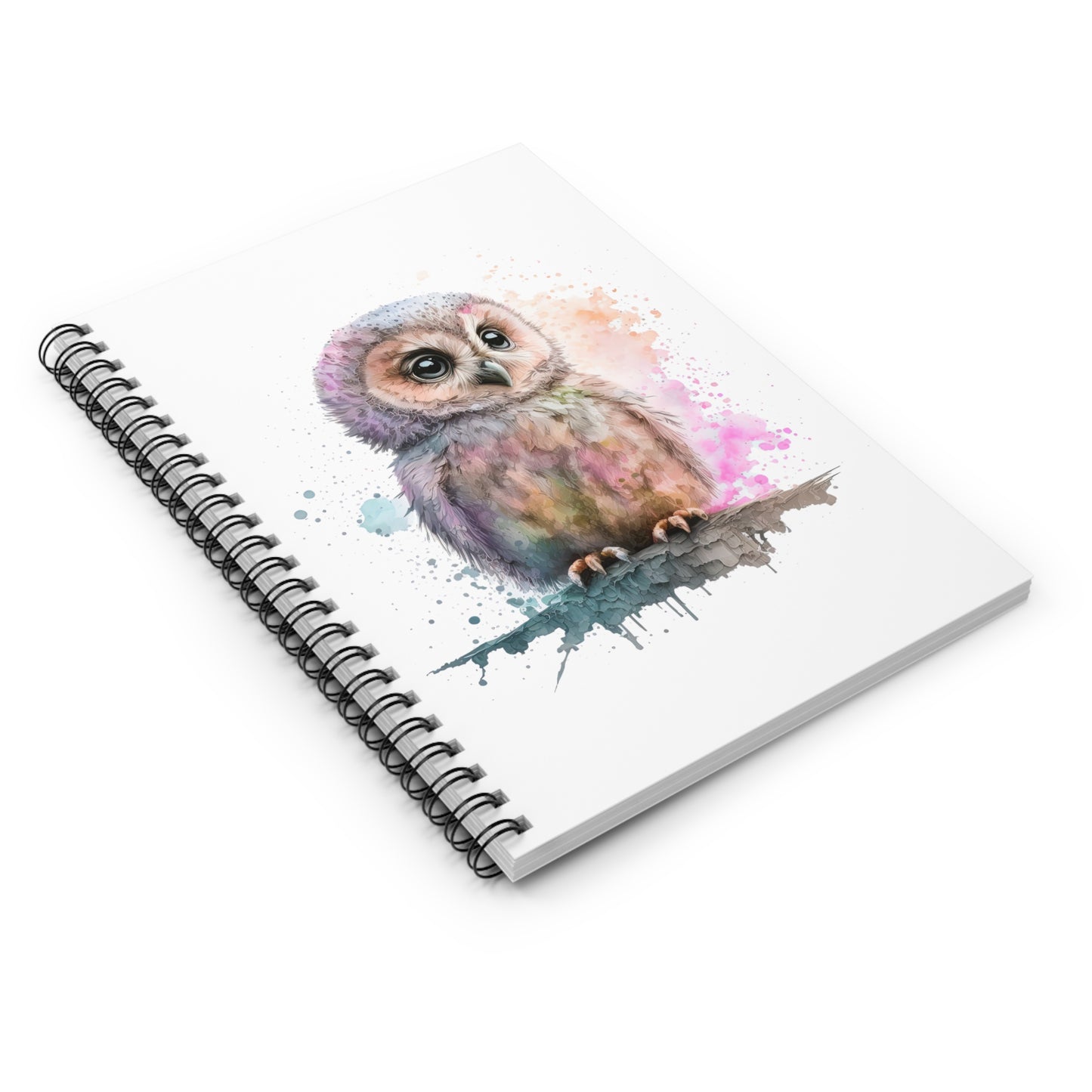 Pastel Watercolor Owlet Spiral Notebook - Ruled Line