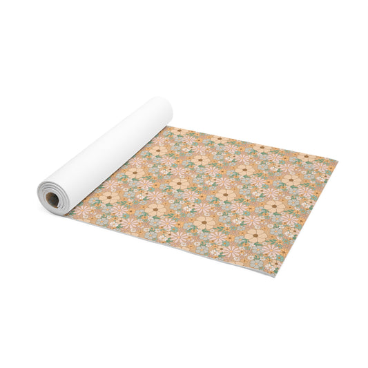 Retro Cottagecore Floral Foam Yoga Mat 24x72in