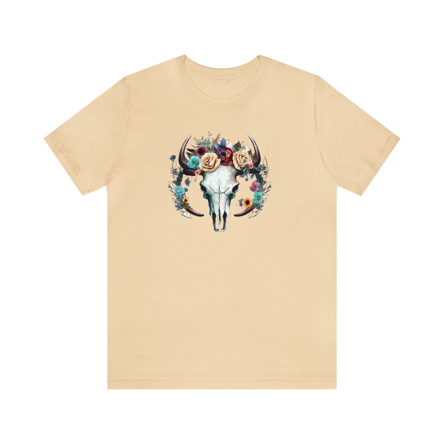 Floral Animal Skull Boho Unisex Jersey Short Sleeve Tee