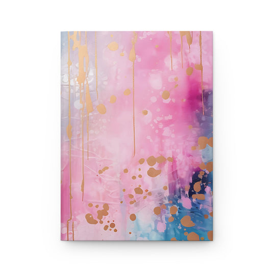 Trendy Paint Style Pink Blue and Gold Hardcover Journal Matte Notebook Garden journal