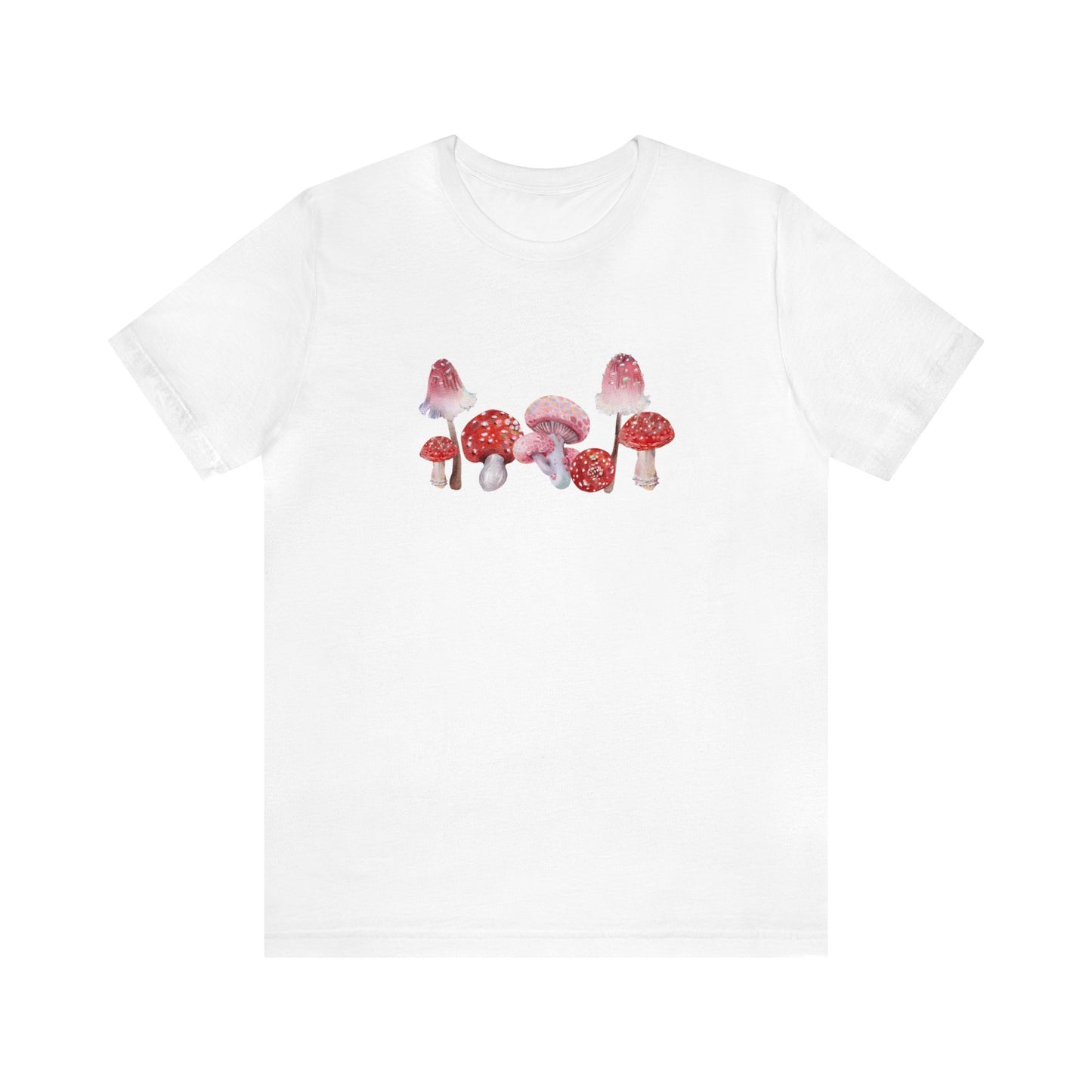 Unisex Red Watercolor Mushroom Jersey Short Sleeve Tee