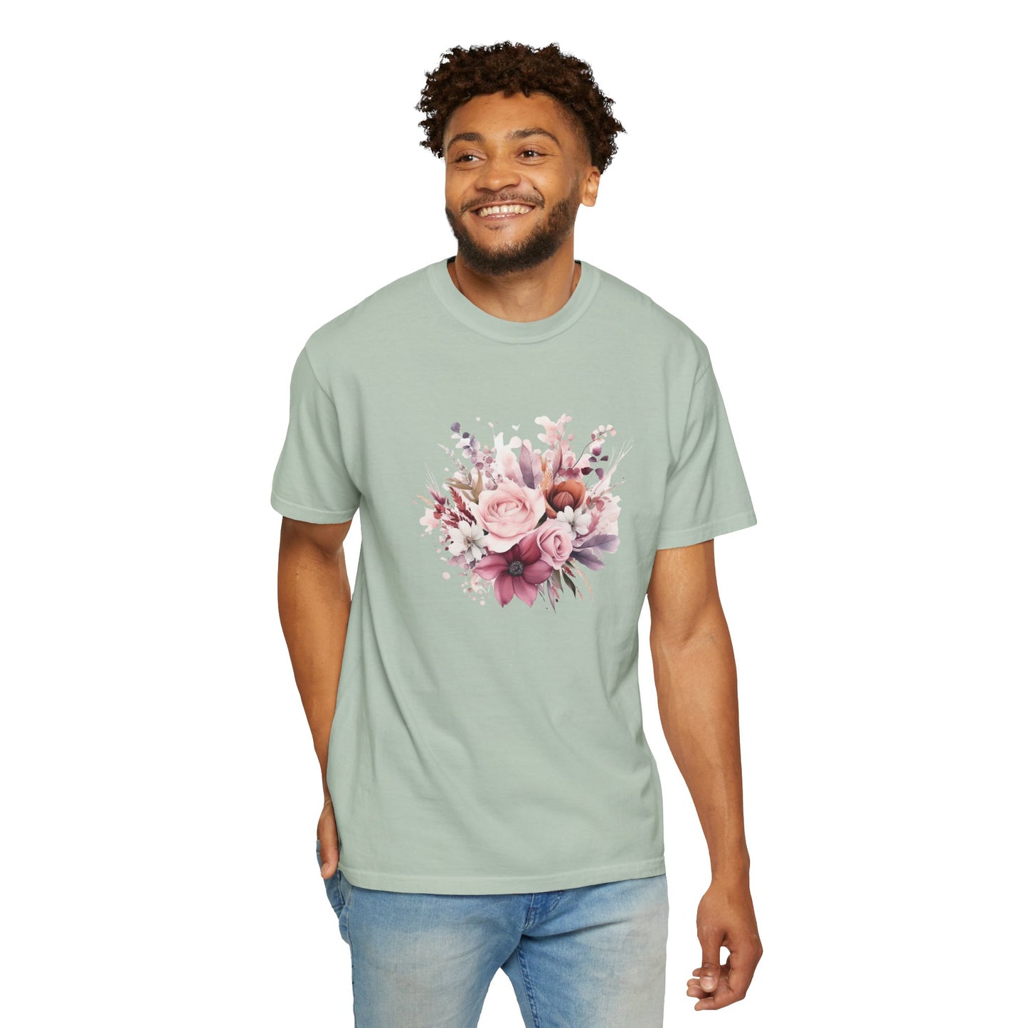 Watercolor Floral Bouquet T-shirt, Unisex Tee, Flower Print Shirt, Botanical Graphic Top, Gardening Gift, Spring Fashion