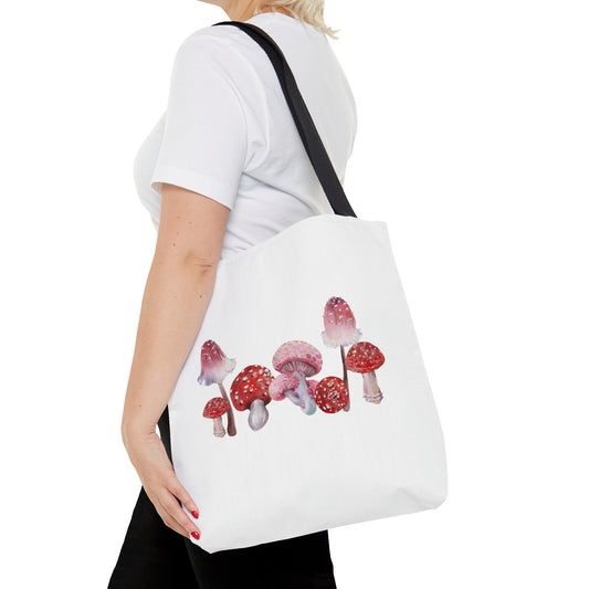 Red Watercolor Mushroom Tote Bag