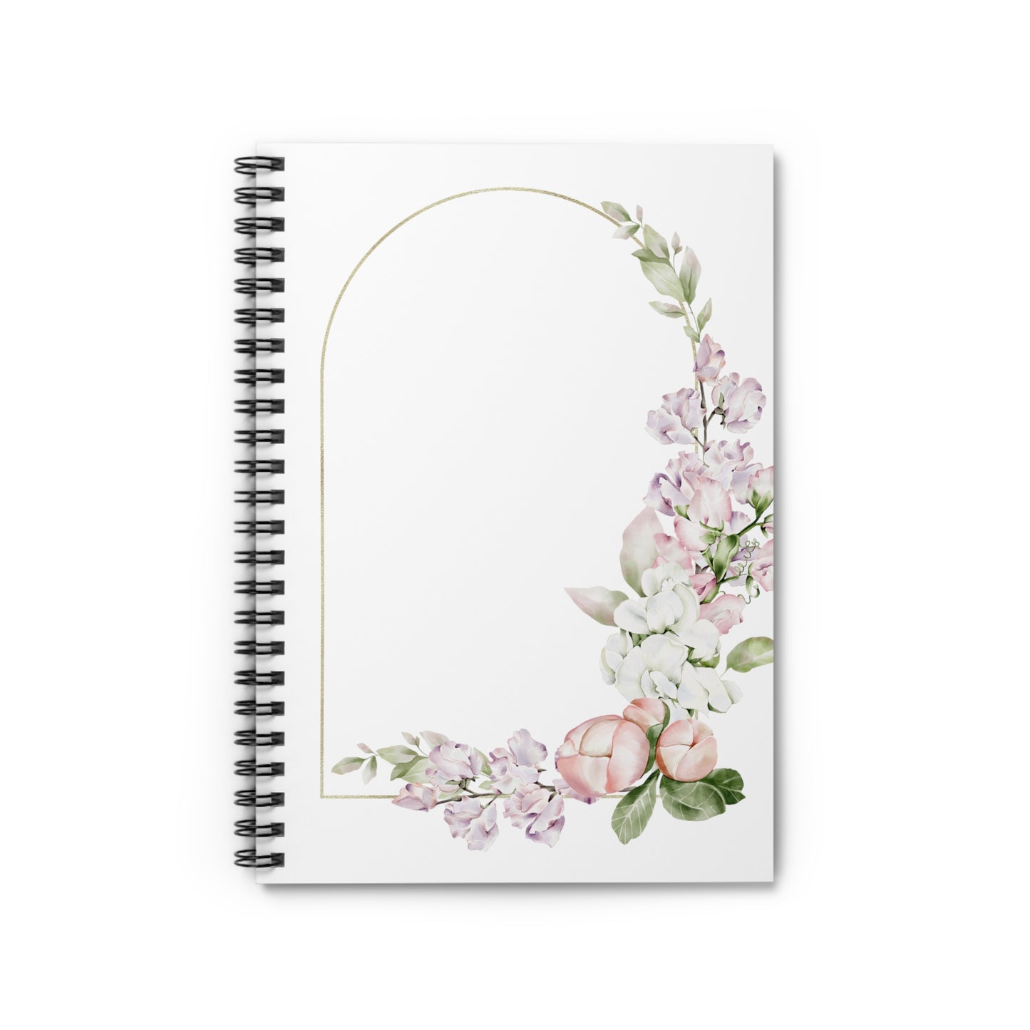 Rose and Leaf Gold Arch Spiral Notebook - Ruled Line