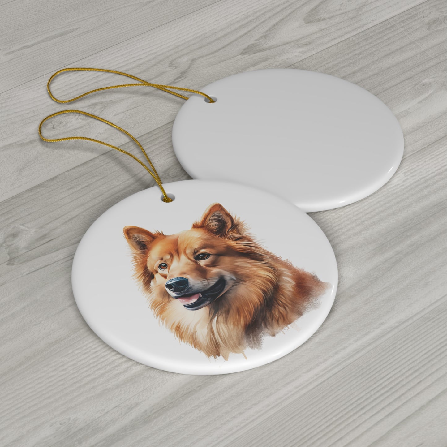 Finnish Spitz Ceramic Ornament