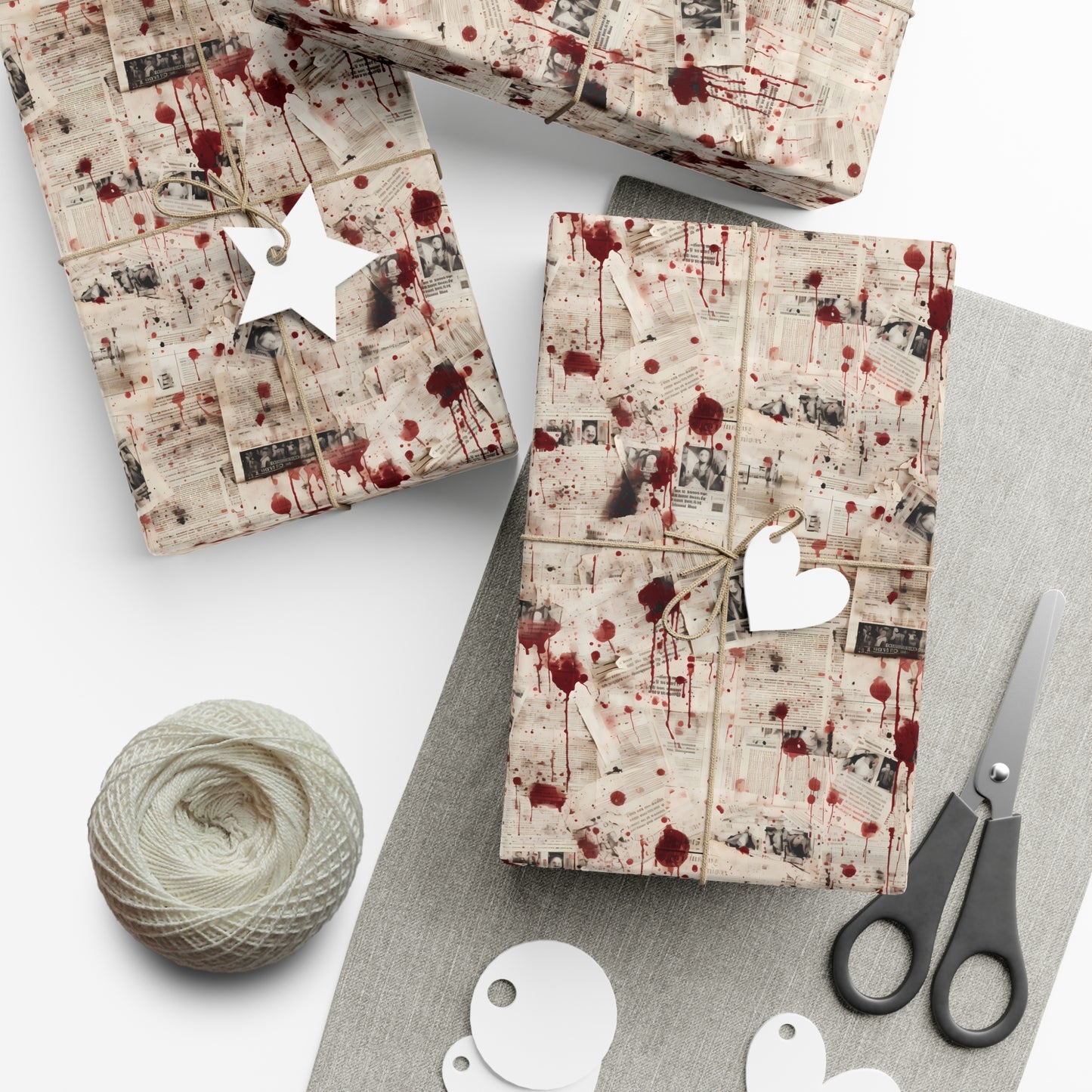 Wrapping Paper - Horror Newspaper Halloween Unique Design