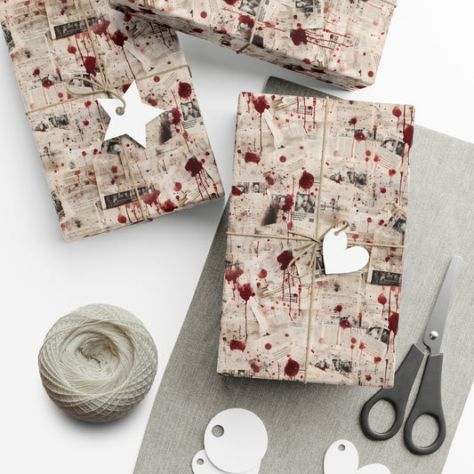 Wrapping Paper - Horror Newspaper Halloween Unique Design