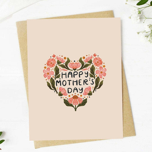 "Happy Mother's Day" Floral Heart Card