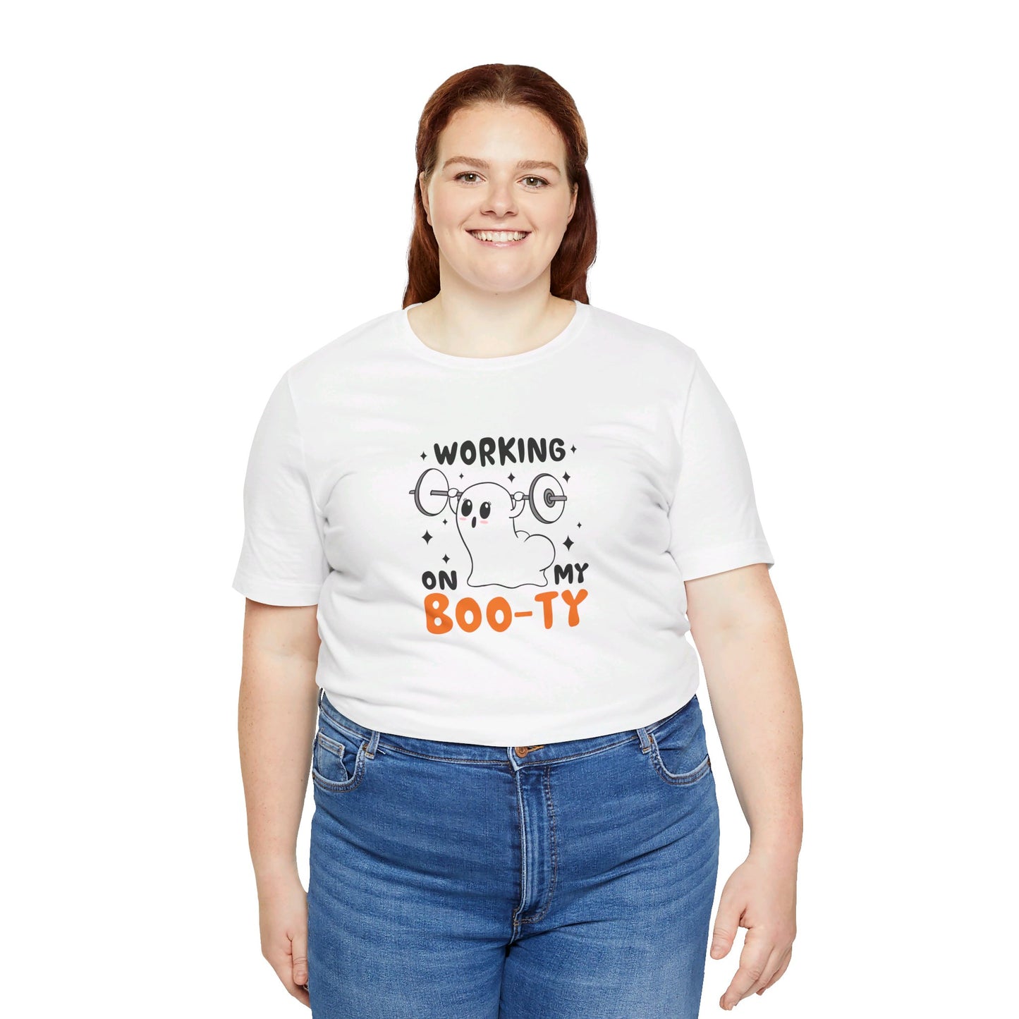 Working on My Booty Ghost Unisex Jersey Short Sleeve Tee Halloween Shirt