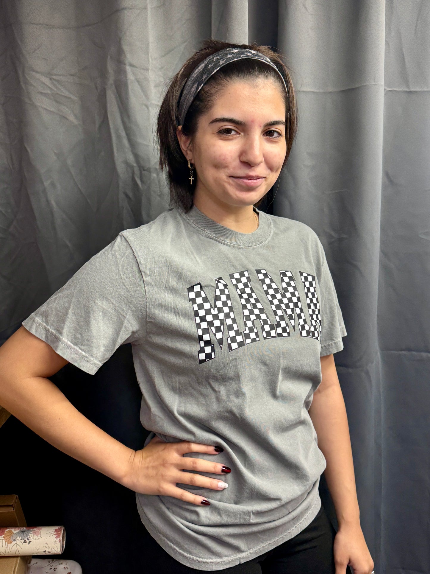 Checkered Mama Unisex T-shirt, Mother's Day Gift, Mom Life Shirt, Family Plaid Tee, Birthday Present for Mom, Gender-Neutral Shirt