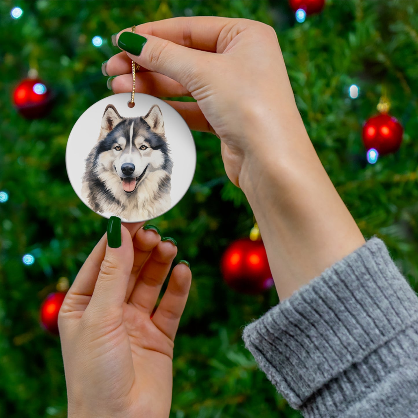 Alaskan Malamute Ceramic Ornament Christmas Gift