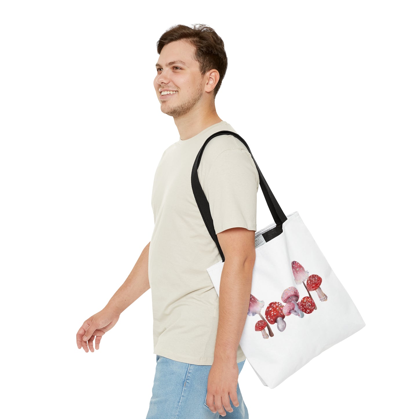 Red Watercolor Mushroom Tote Bag