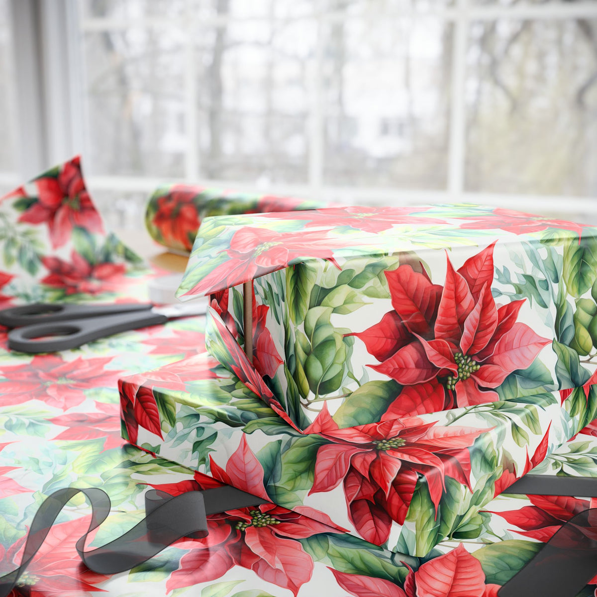 Poinsettia Floral Wrapping Paper