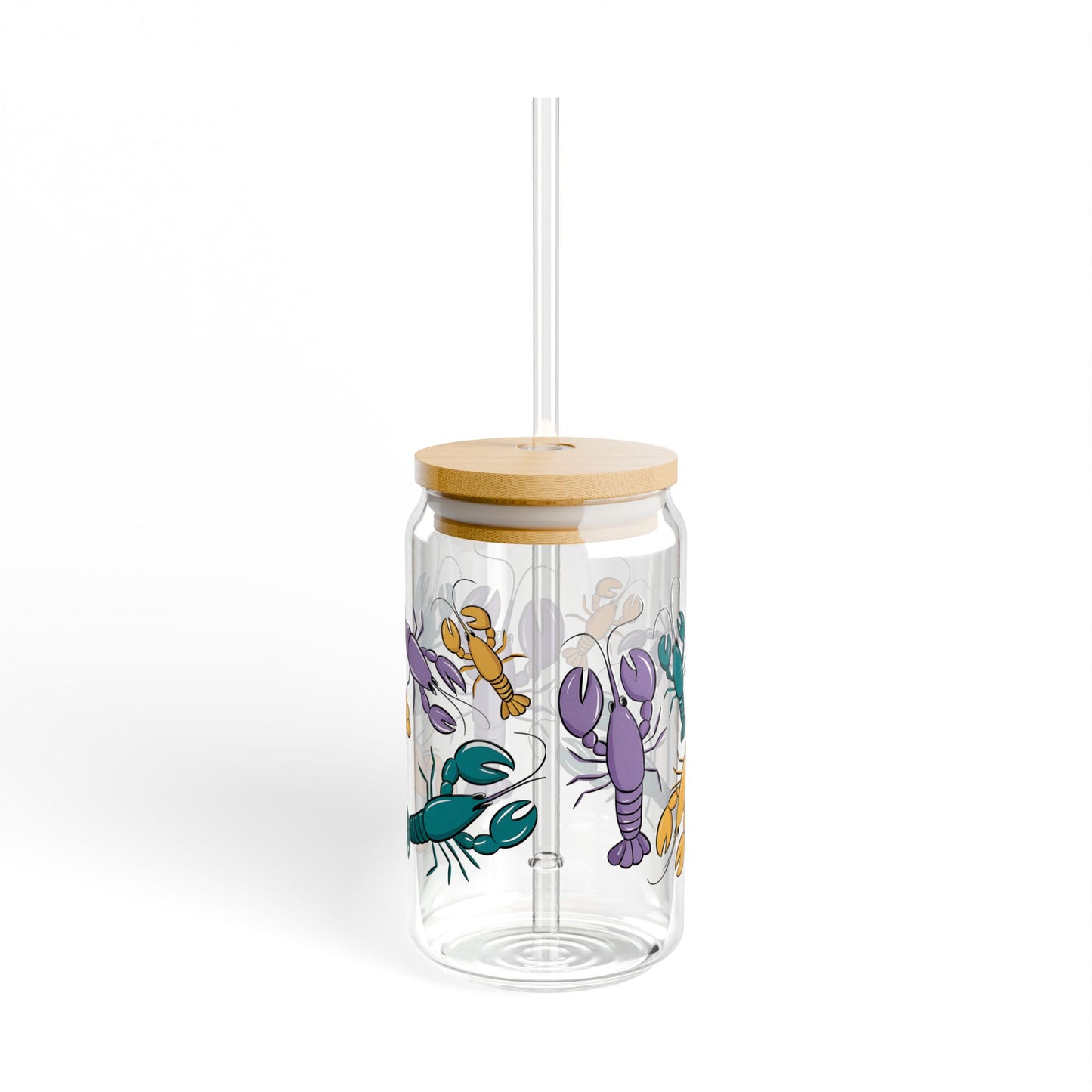 Crawfish Mardi Gras Sipper Glass, 16oz