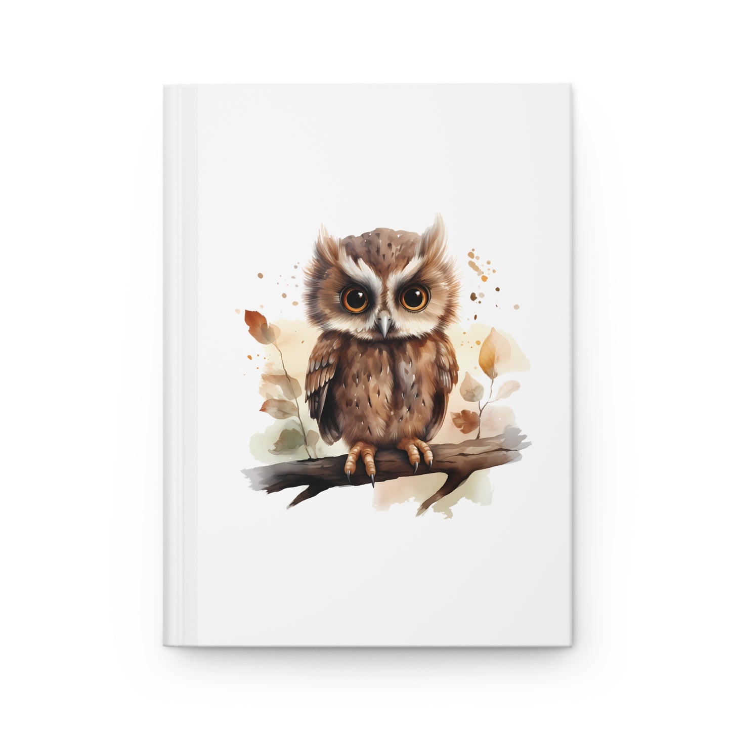 Cute Watercolor Owl Hardcover Journal Matte Notebook