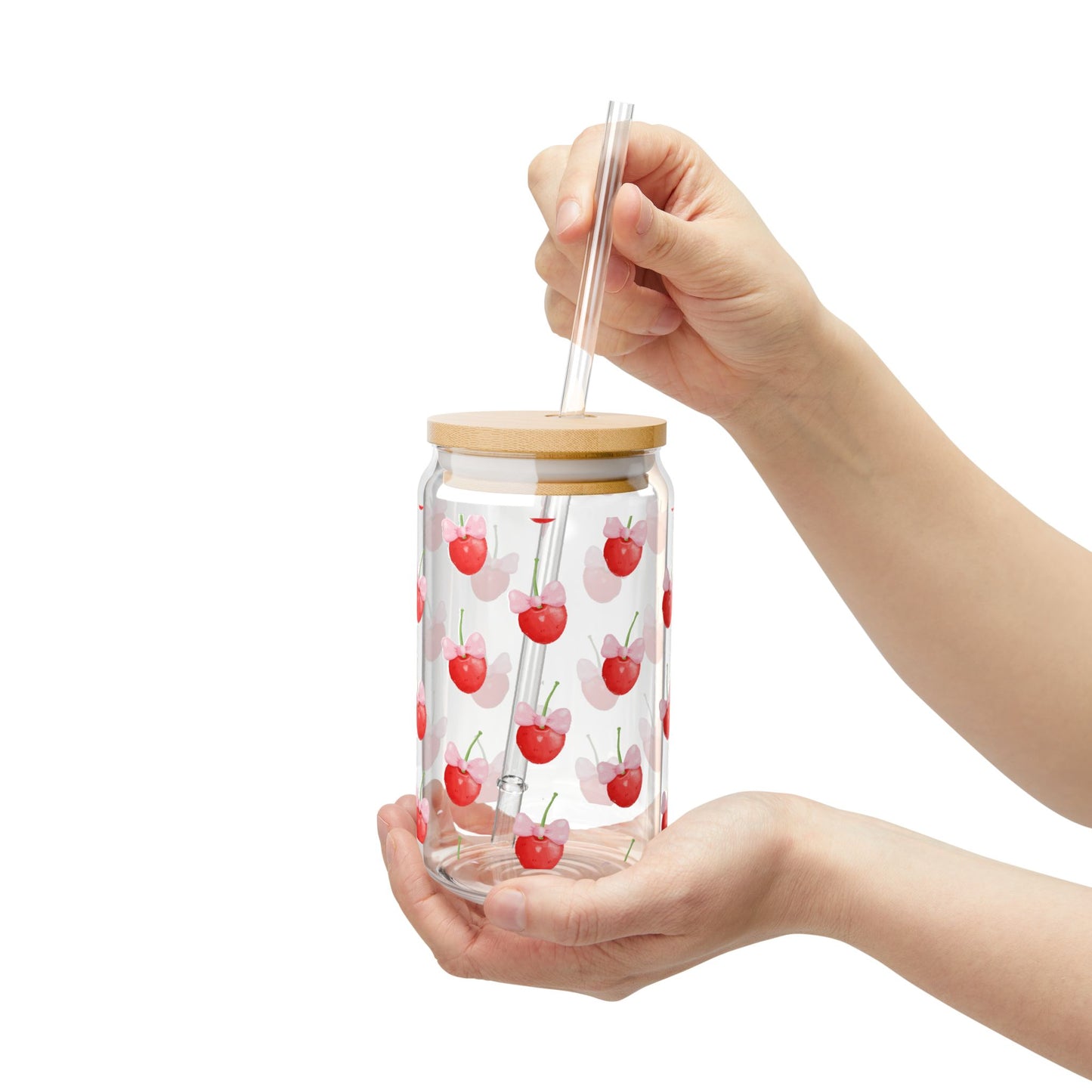 Cherries and Bows Couquette Sipper Glass, 16oz