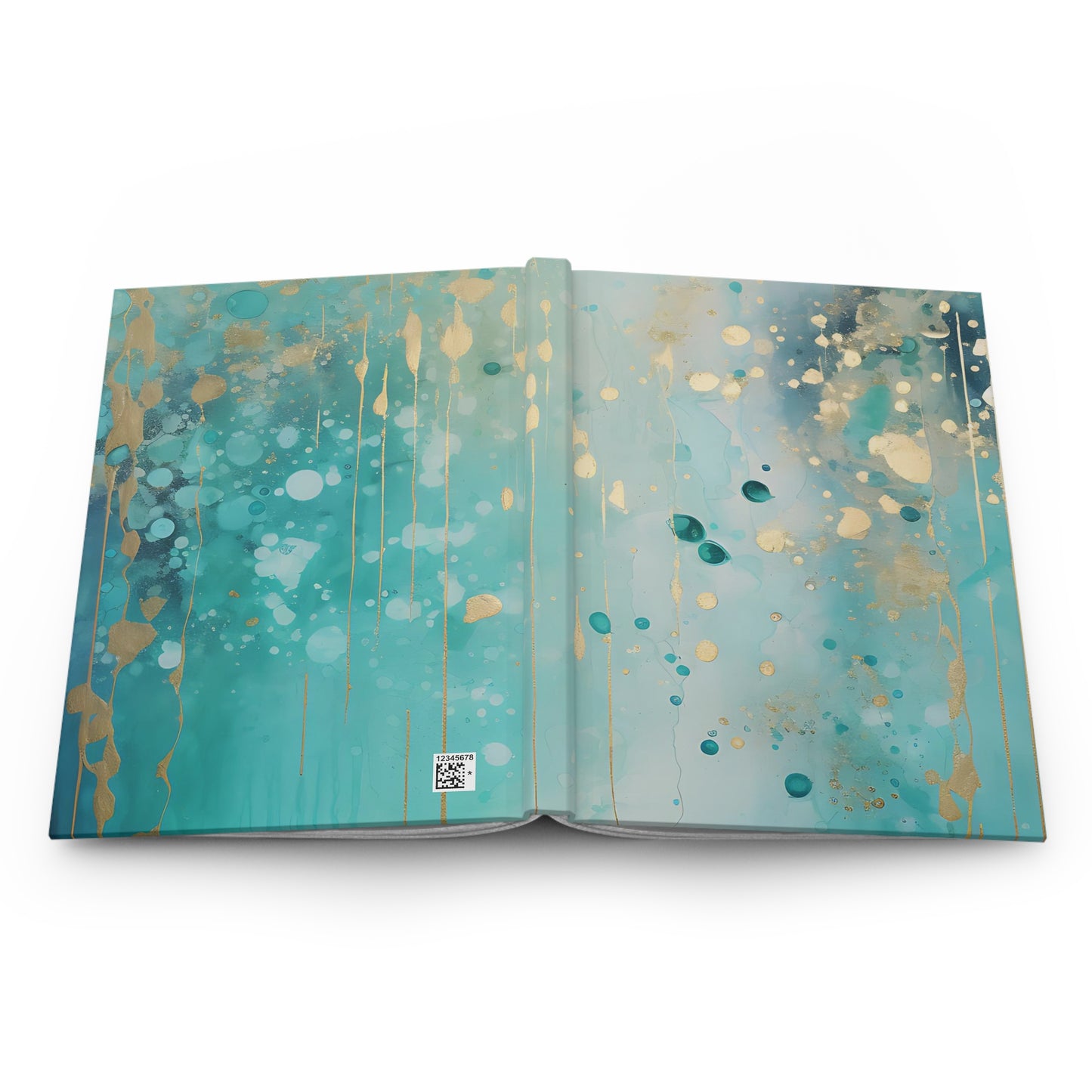 Teal and Gold Paint Style Hardcover Journal Notebook