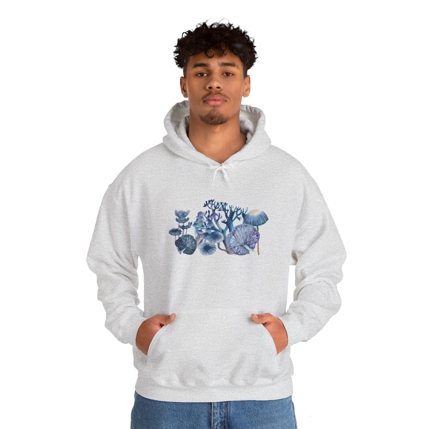 Blue Watercolor Mushroom Heavy Blend Sweatshirt