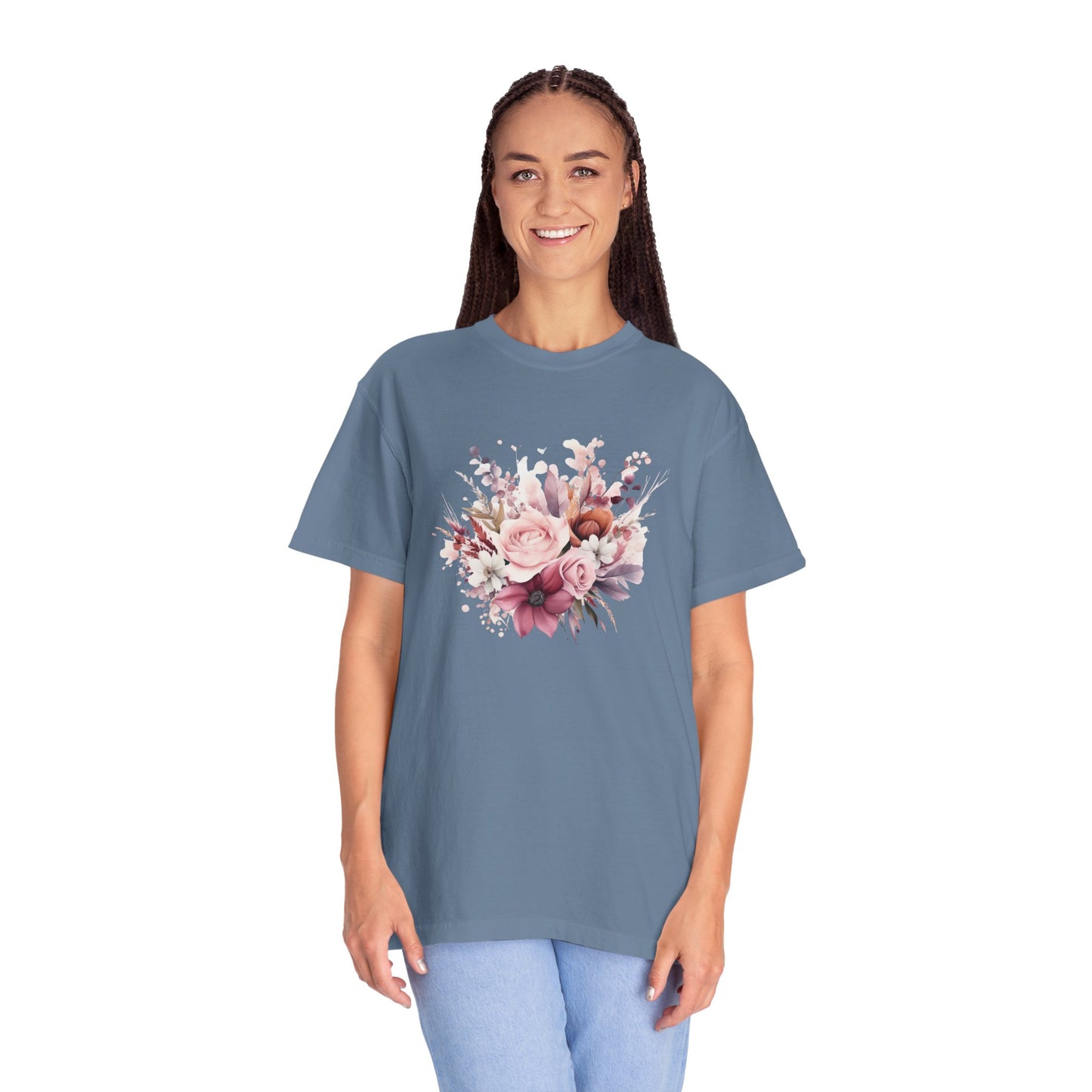 Watercolor Floral Bouquet T-shirt, Unisex Tee, Flower Print Shirt, Botanical Graphic Top, Gardening Gift, Spring Fashion