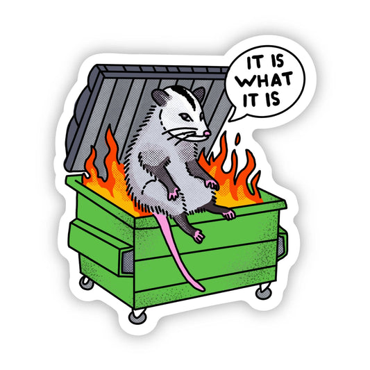 It is what it is Possum Dumpster Fire Sticker