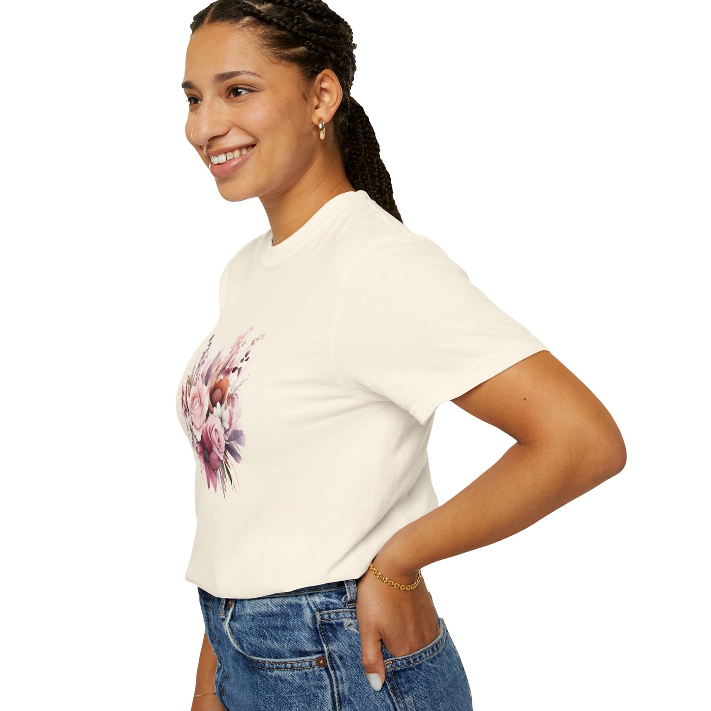 Watercolor Floral Bouquet T-shirt, Unisex Tee, Flower Print Shirt, Botanical Graphic Top, Gardening Gift, Spring Fashion
