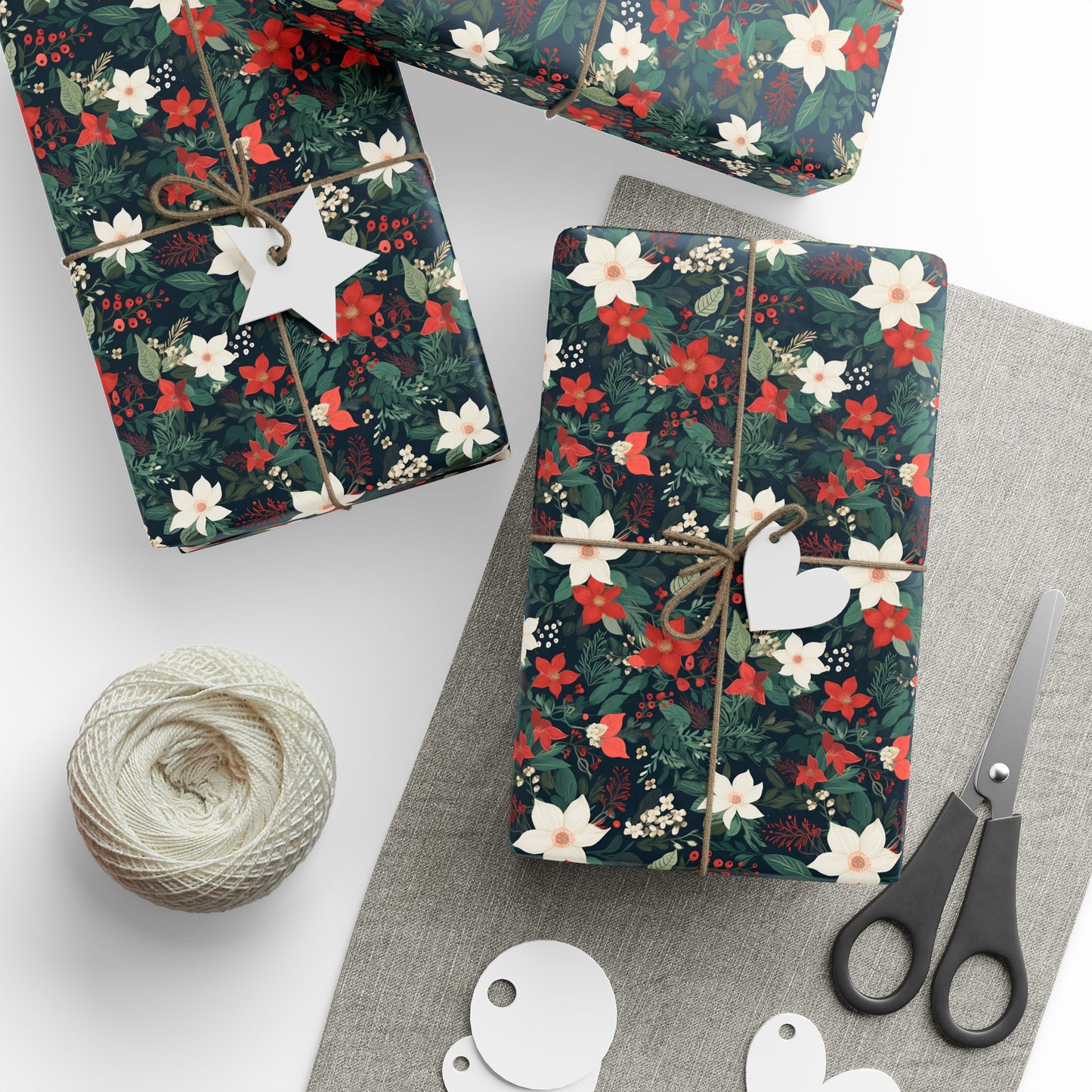 Christmas Flower Gift Wrapping Paper