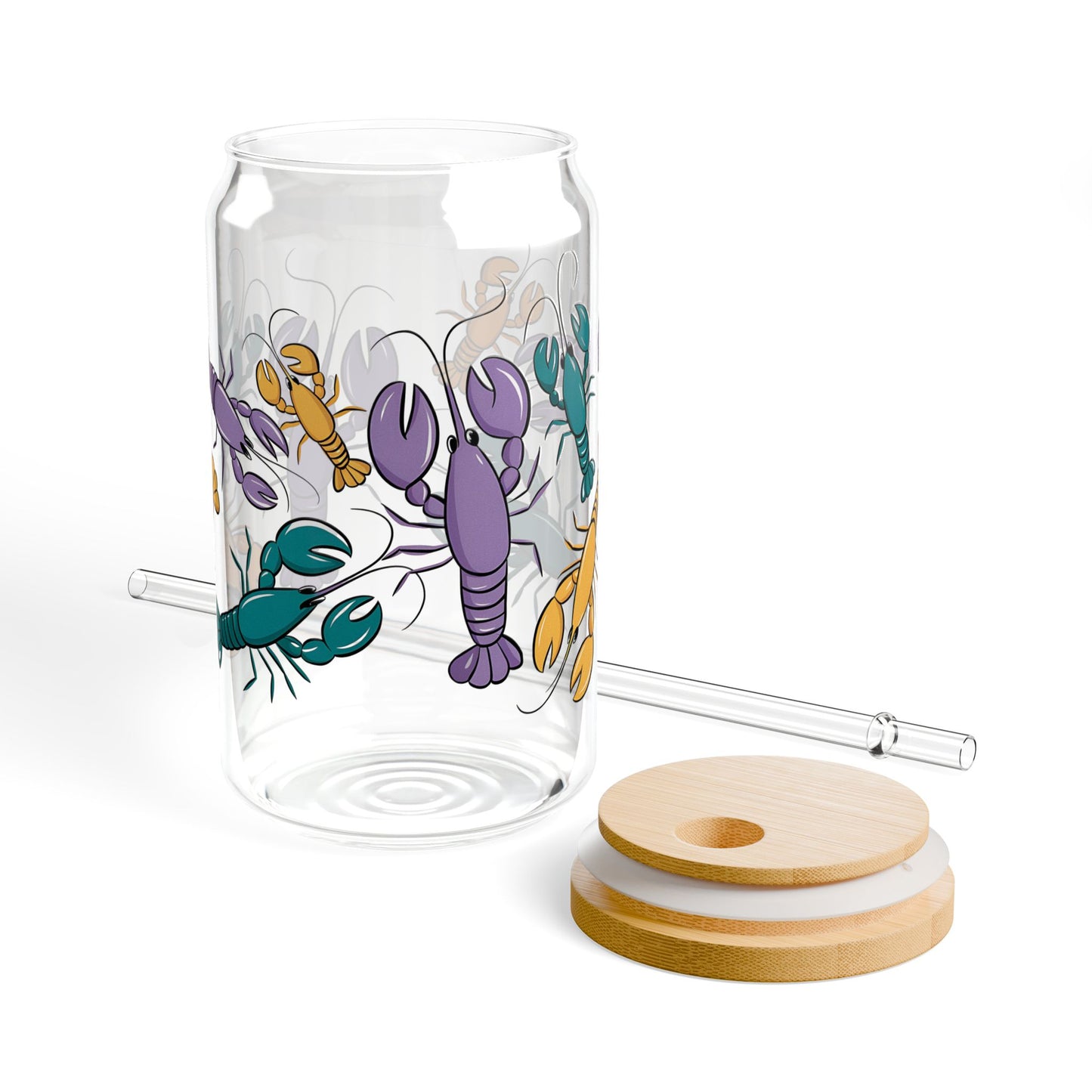 Crawfish Mardi Gras Sipper Glass, 16oz