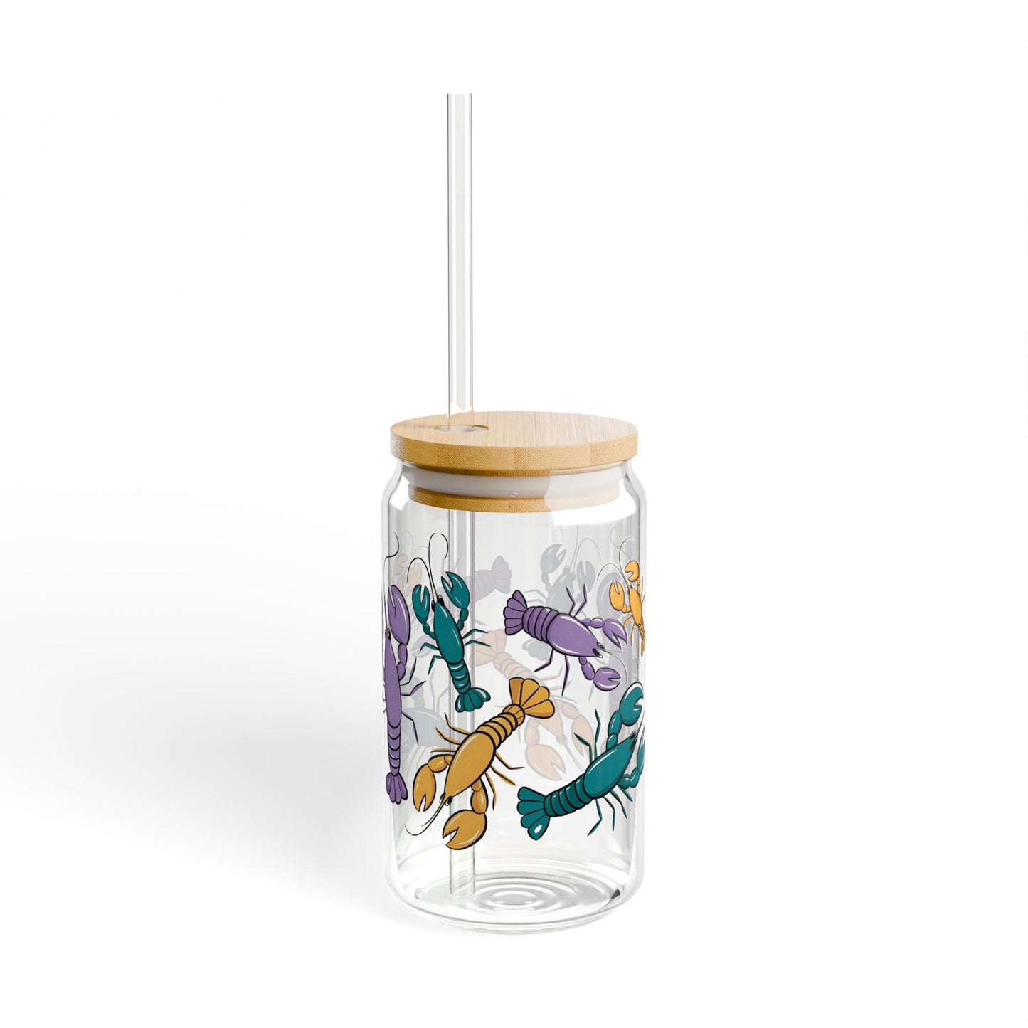 Crawfish Mardi Gras Sipper Glass, 16oz