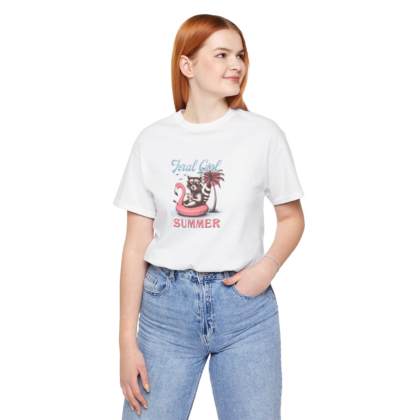 Feral Girl Summer Unisex Jersey Short Sleeve Tee Raccoon Shirt