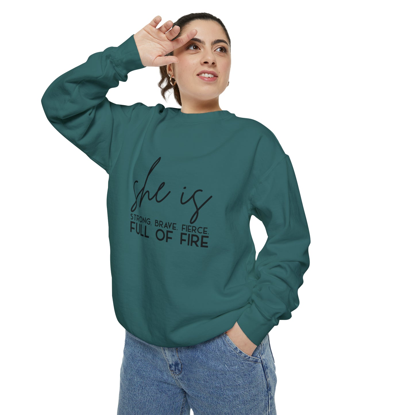 She is Strong Brave Fierce Full of Fire Unisex Garment-Dyed Sweatshirt