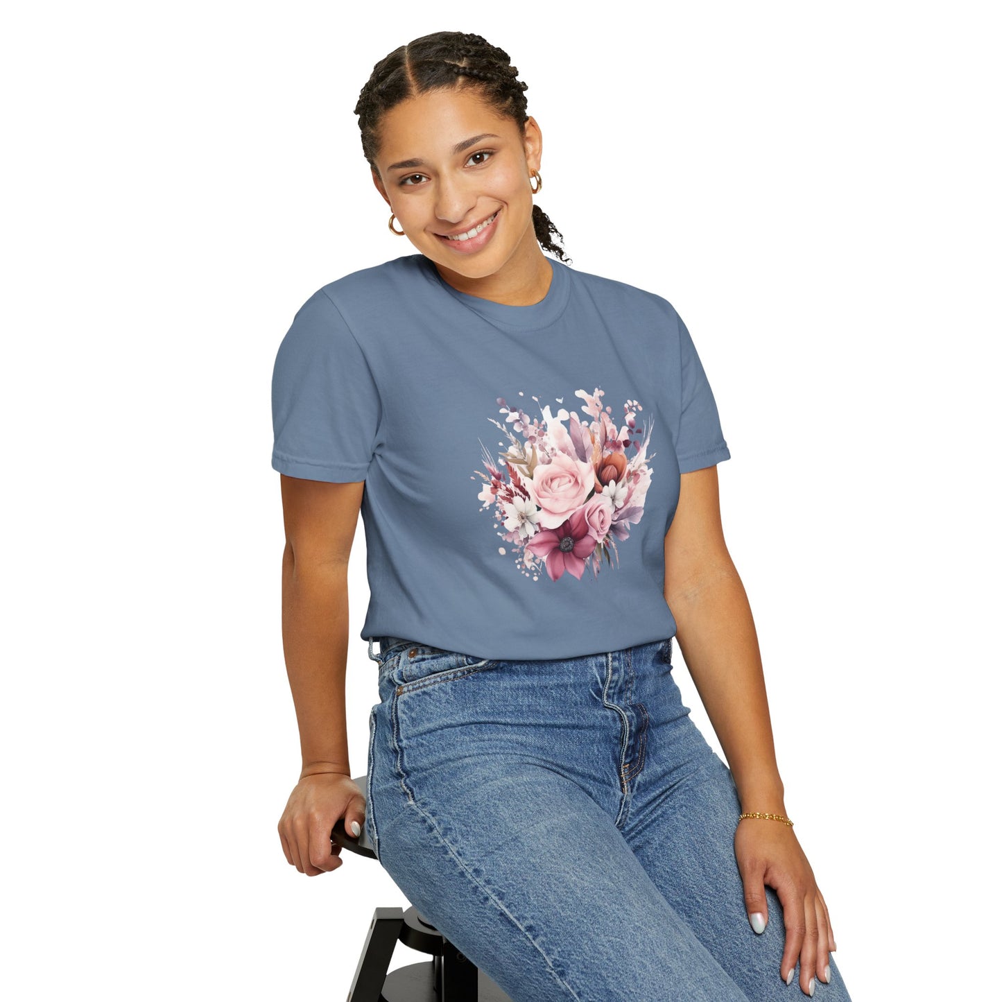 Watercolor Floral Bouquet T-shirt, Unisex Tee, Flower Print Shirt, Botanical Graphic Top, Gardening Gift, Spring Fashion