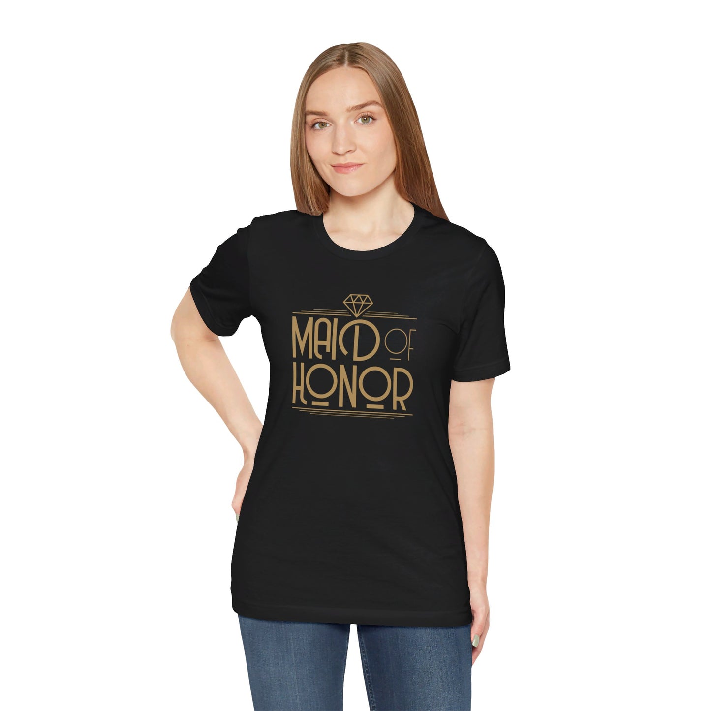 Maid of Honor Art Deco Unisex Jersey Short Sleeve Tee Bachelorette Party Shirt