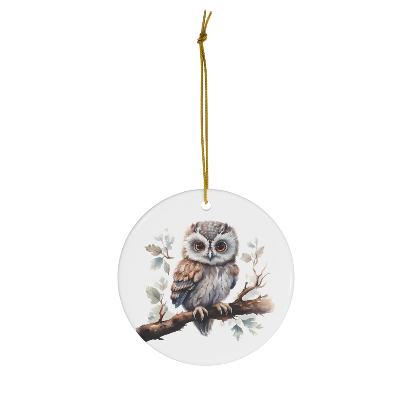 Cute Watercolor Baby Owl Ceramic Ornament Christmas Gift