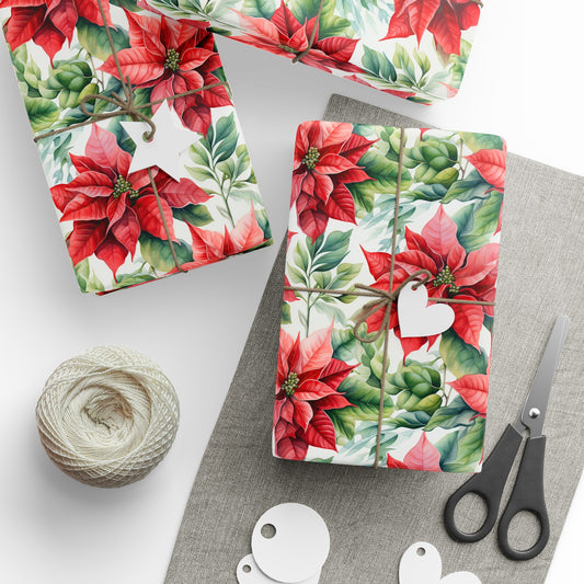 Poinsetta Christmas Gift Wrapping Paper