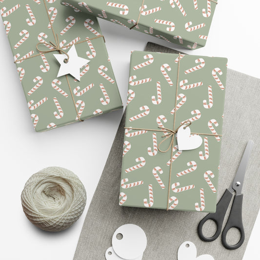 Gift Wrap, Cute Trendy Christmas Candy Canes Giftwrap Candy Wrapping Paper, Christmas Gift Wrap, Holiday Paper, Gift Wrap