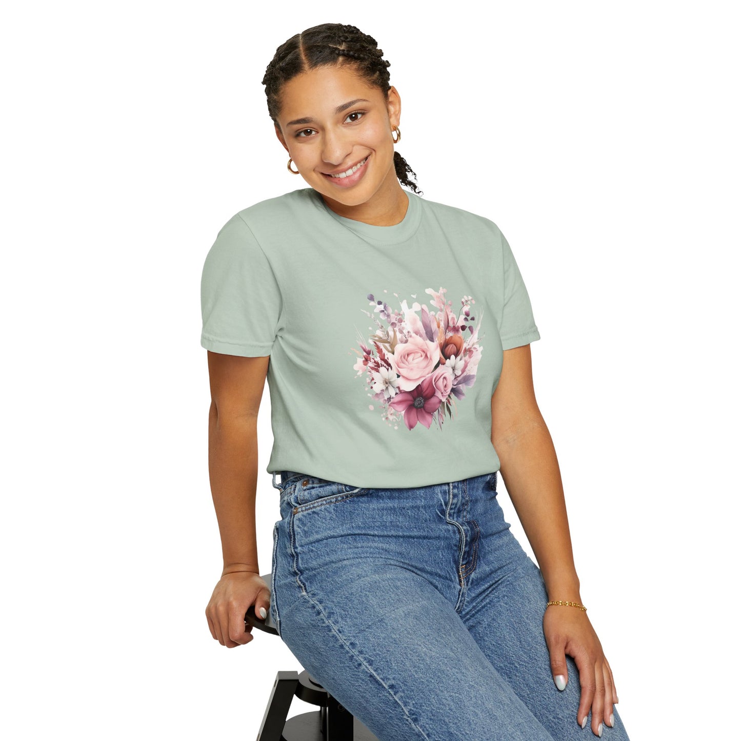 Watercolor Floral Bouquet T-shirt, Unisex Tee, Flower Print Shirt, Botanical Graphic Top, Gardening Gift, Spring Fashion