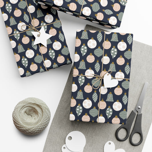 Gift Wrap Papers, Cute Trendy Christmas Ornaments Giftwrap Pinks and Blues, Wrapping Paper, Christmas Gift Wrap, Holiday Paper, Gift Wrap
