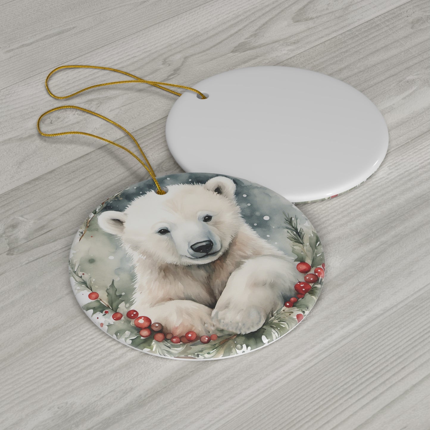 Plar Bear Ceramic Ornament Christmas Gift Polar Bear Christmas Ornament Polar Bear Ornament Cute Bear