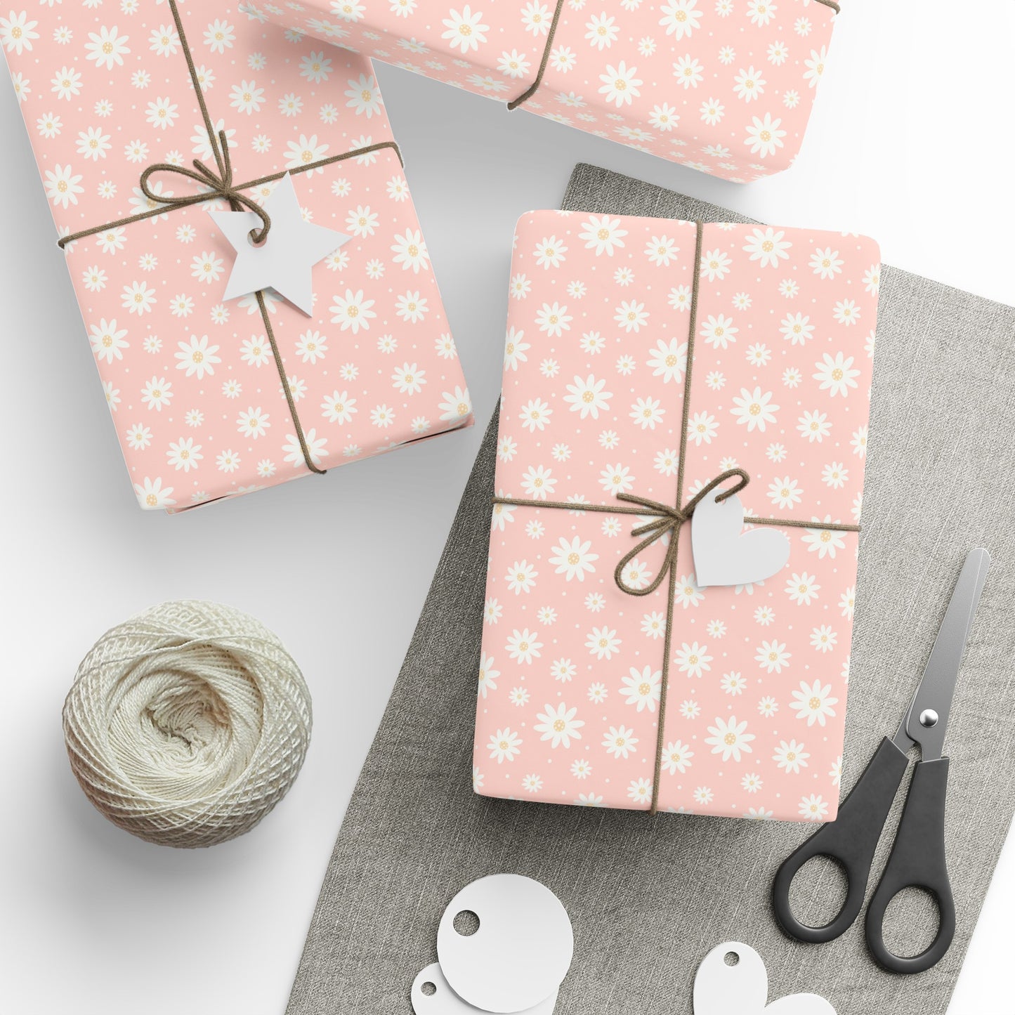 Pink Daisy Floral Wrapping Paper