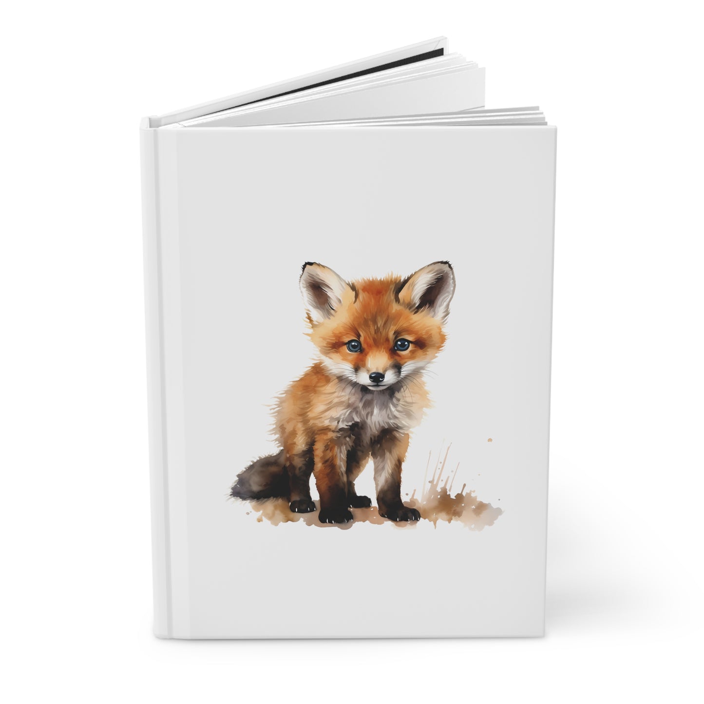 Cute Watercolor Fox Hardcover Journal Matte Notebook