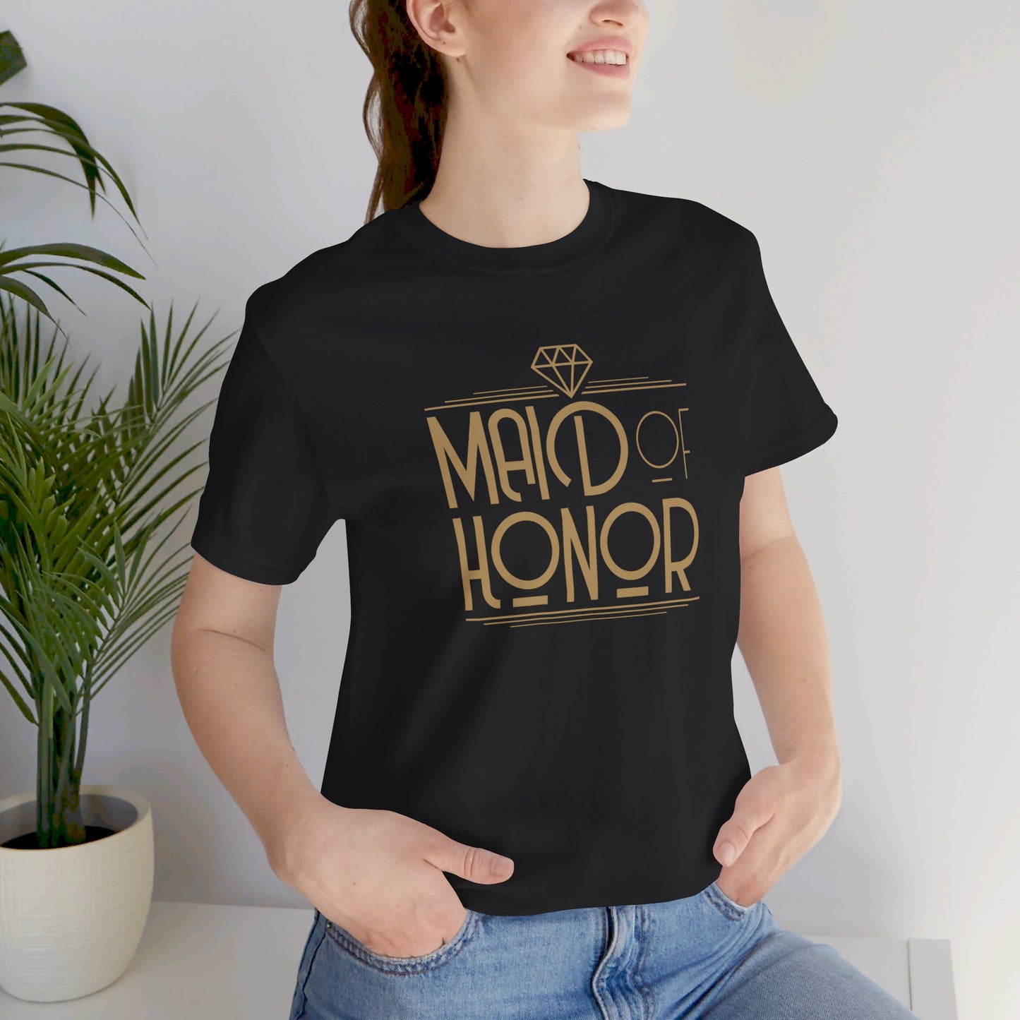 Maid of Honor Art Deco Unisex Jersey Short Sleeve Tee Bachelorette Party Shirt