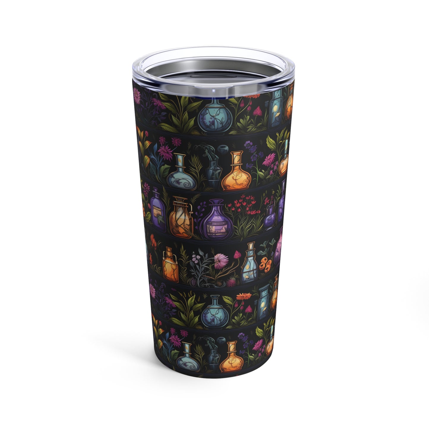 Purples Apocothary Jars with Flowers Tumbler 20oz