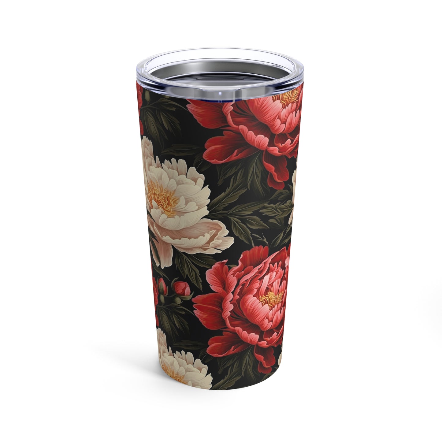 Red and White Peony Tumbler 20oz Flower Tumbler Garden Theme