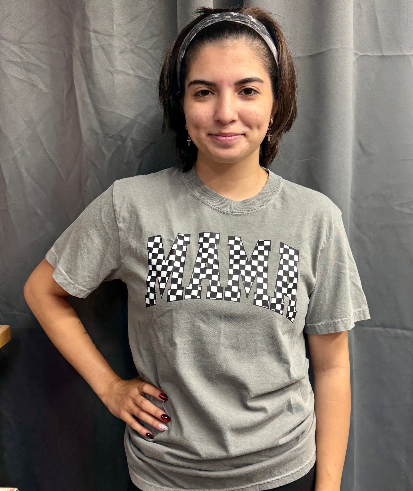 Checkered Mama Unisex T-shirt, Mother's Day Gift, Mom Life Shirt, Family Plaid Tee, Birthday Present for Mom, Gender-Neutral Shirt