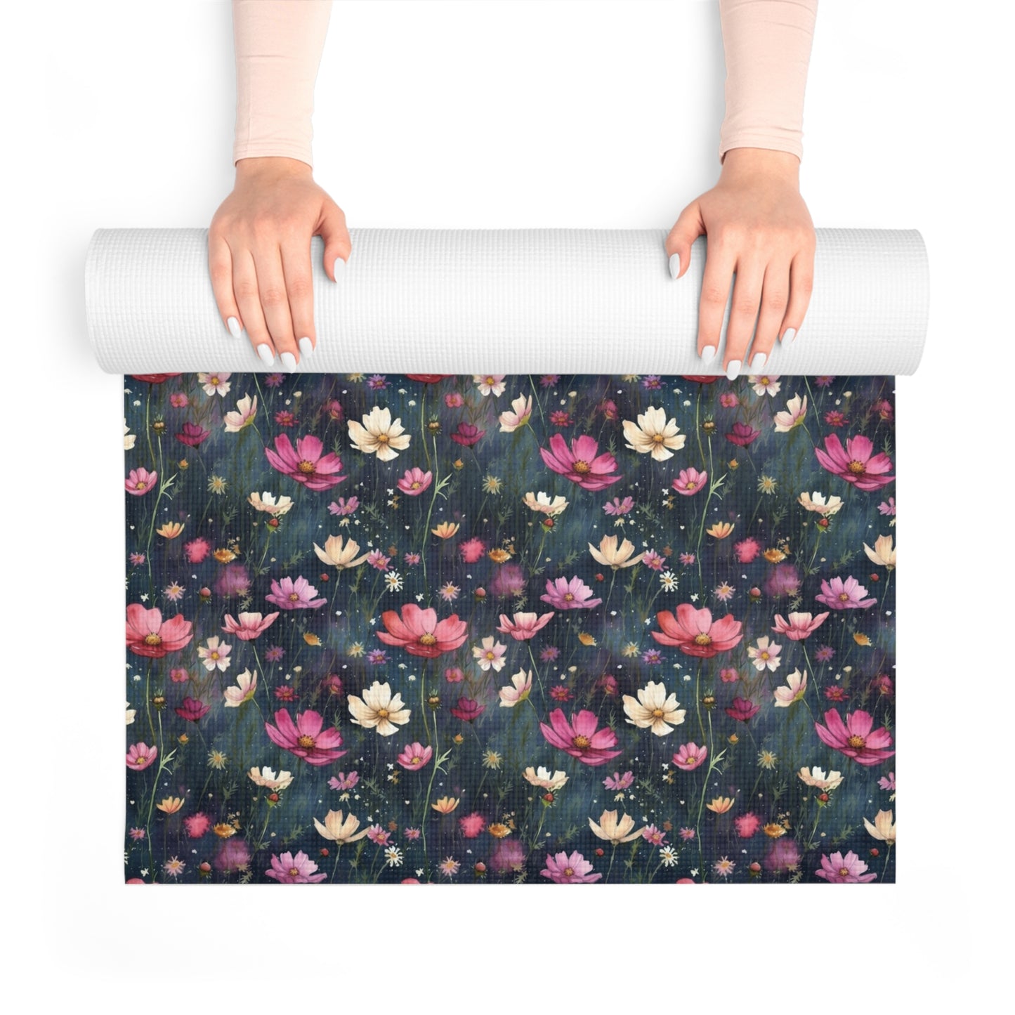 Field of Cosmos Cottagecore Foam Yoga Mat 24x72in