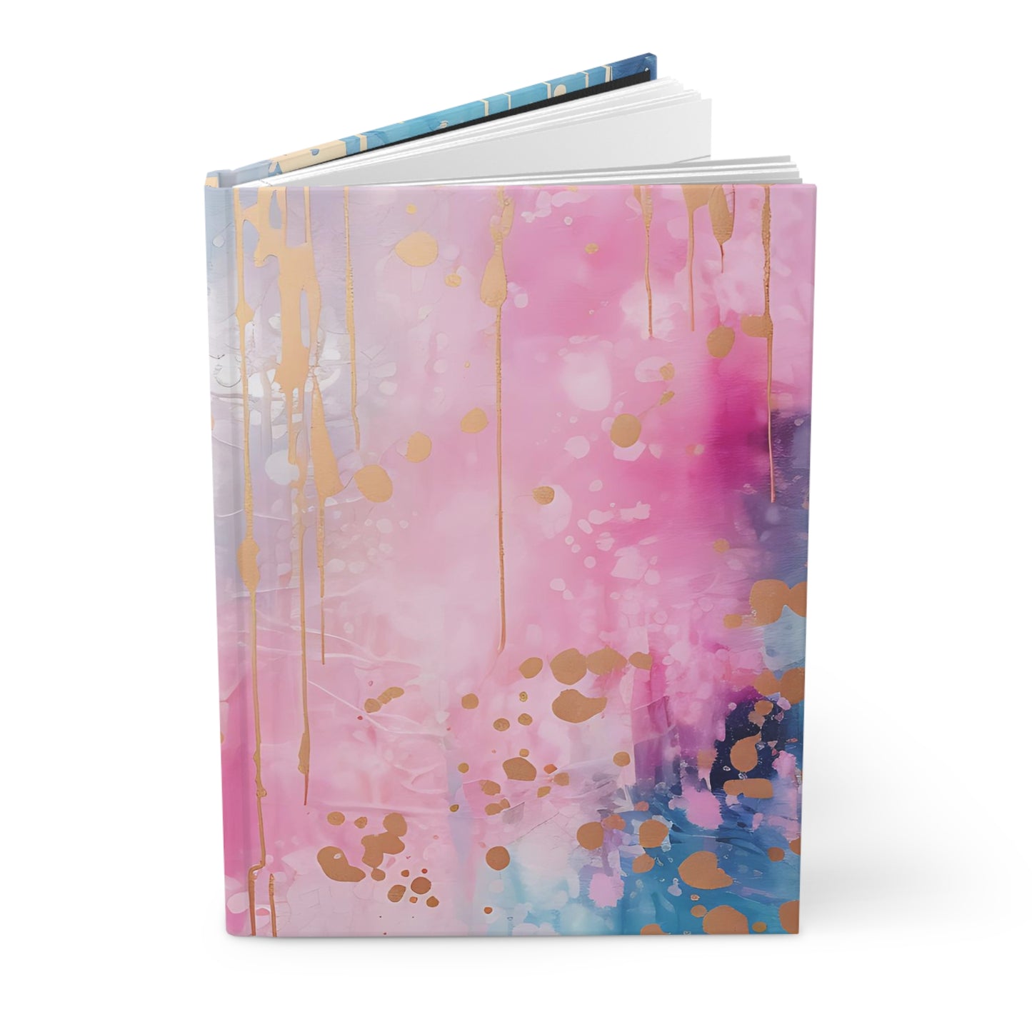 Trendy Paint Style Pink Blue and Gold Hardcover Journal Matte Notebook Garden journal