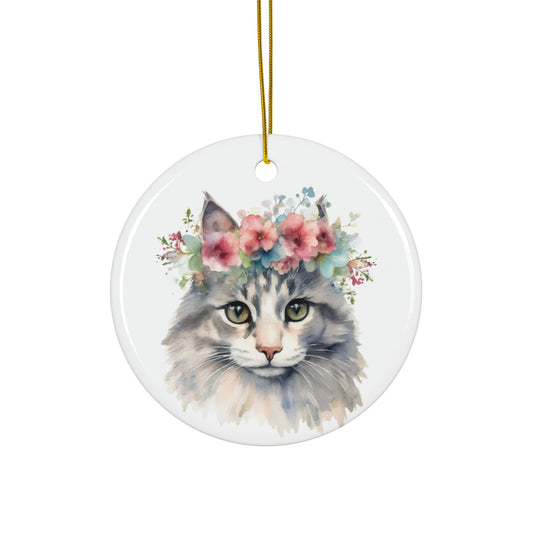 American Curl Cat Ceramic Ornament Christmas Gift